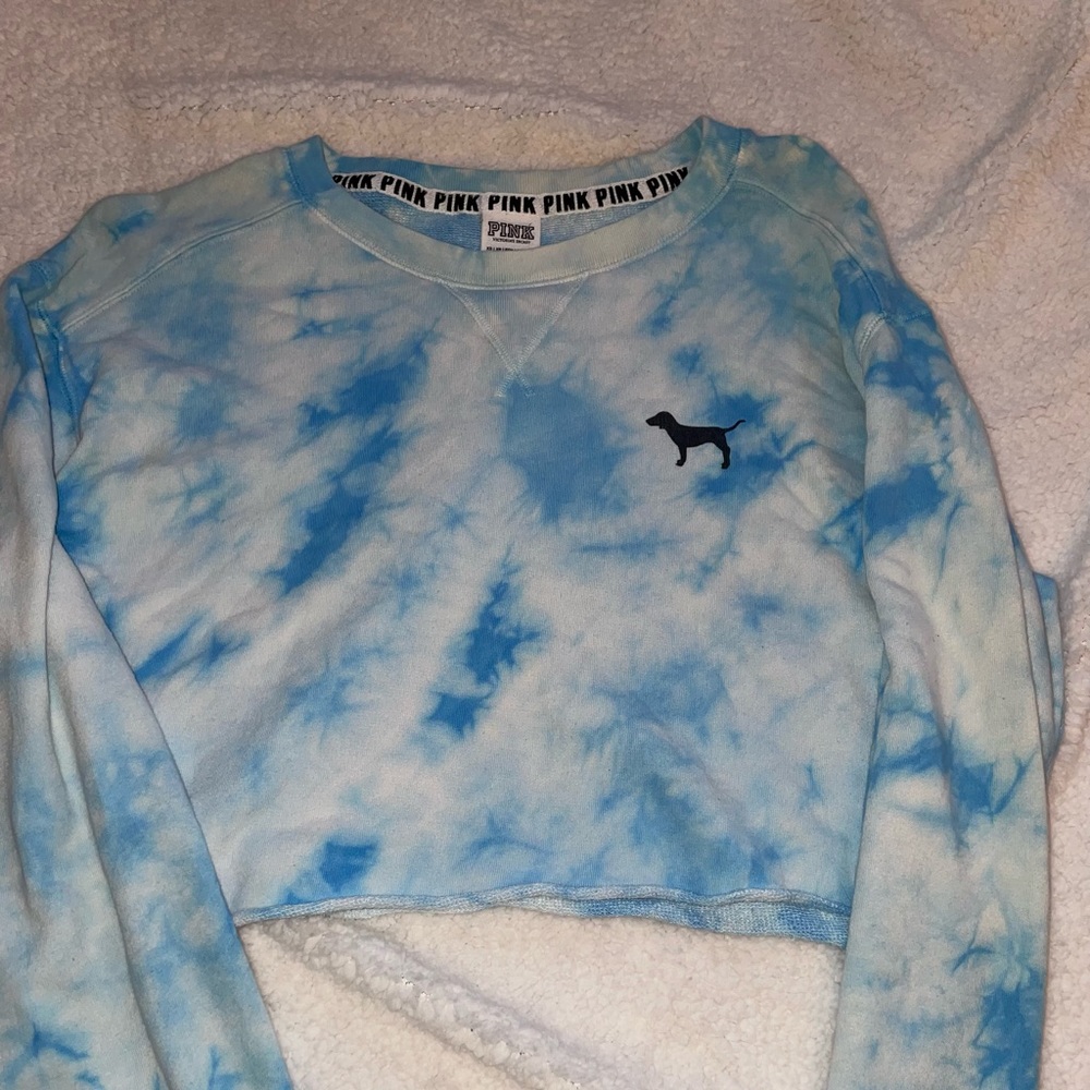 Pink tye dye cropped sweatshirt